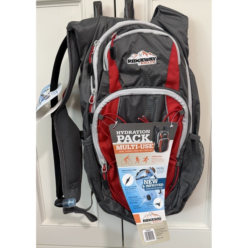 Ridgeway by Kelty Hydration Pack Backpack Multi-Use Red & Gray w/ 2L Bladder NEW